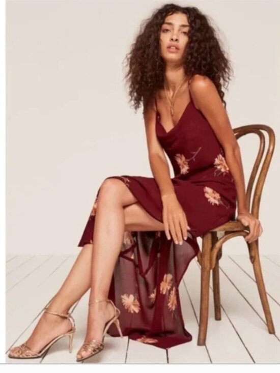 Reformation Dresses & Skirts - Reformation Auburn floral Santiago Maxi Slip Slit Dress